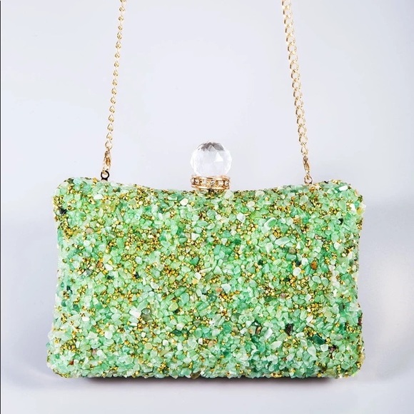 Handbags - Stone Chain Box | Green